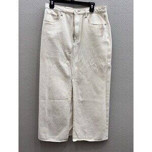New Blank NYC Skirt Denim White Maxi Size 8/10 100% Cotton Fall Slit NWT
